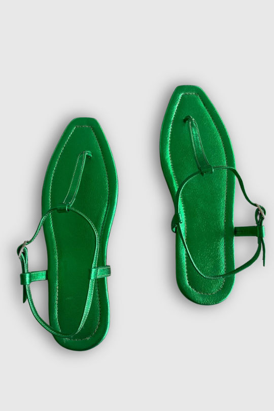 Sample sale - Sandalia Mykonos Verde / Cuero