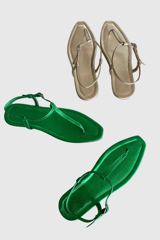 Sample sale - Sandalia Mykonos Verde / Cuero
