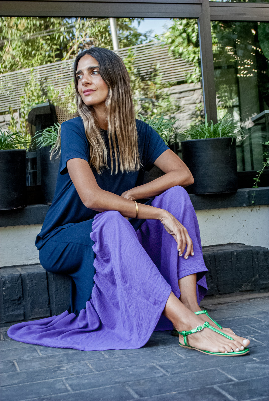 Sample sale - Sandalia Mykonos Verde / Cuero
