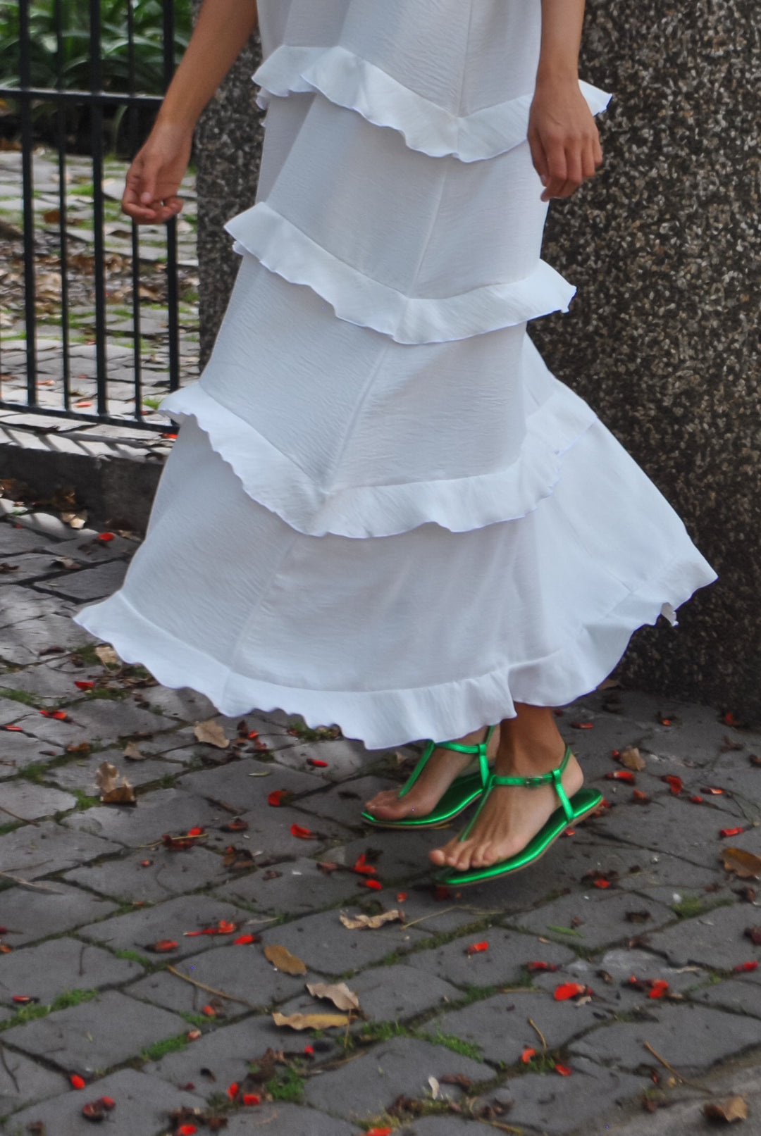 Sample sale - Sandalia Mykonos Verde / Cuero