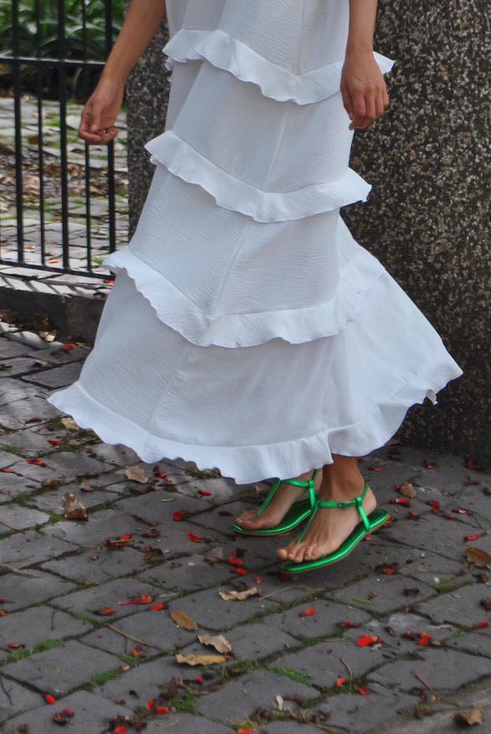 Sample sale - Sandalia Mykonos Verde / Cuero