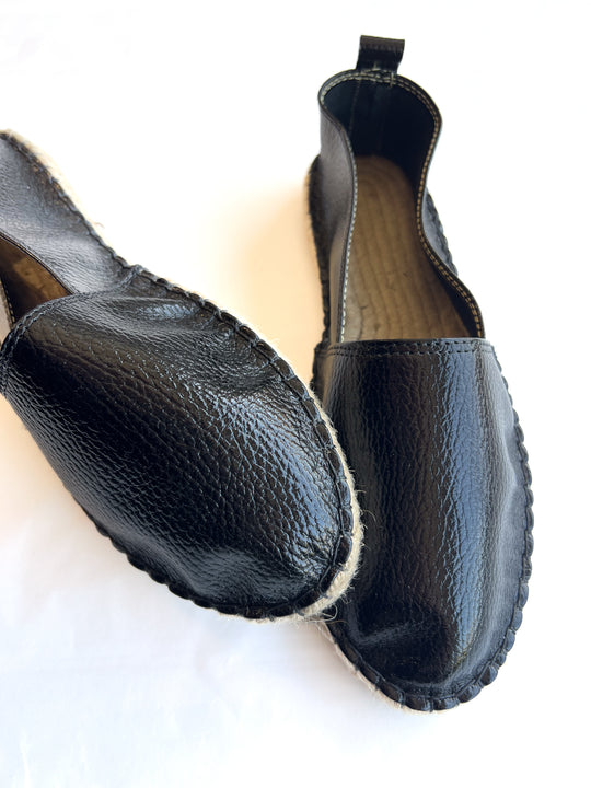 Alpargata Santorini Black / Cuero