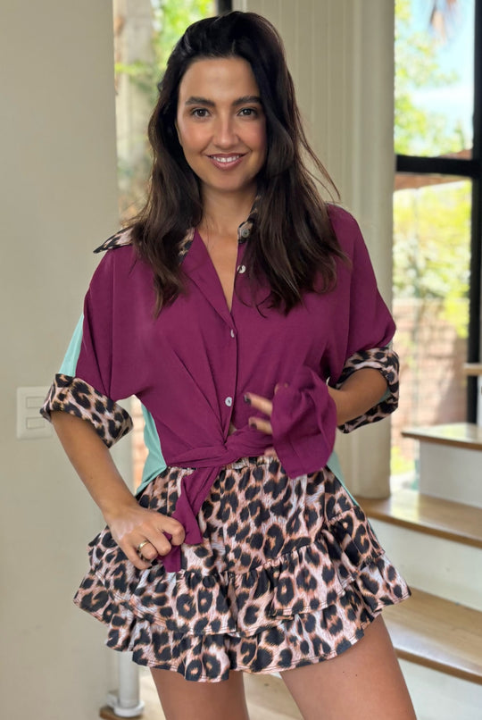 BLUSA ELOÍSE MAGENTA / SKY BLUE