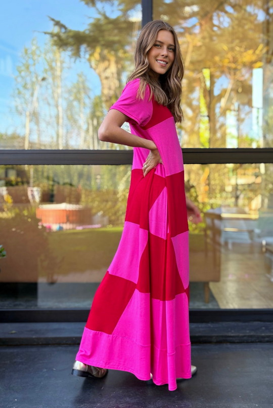PRE VENTA VESTIDO DELFI PINK/RED