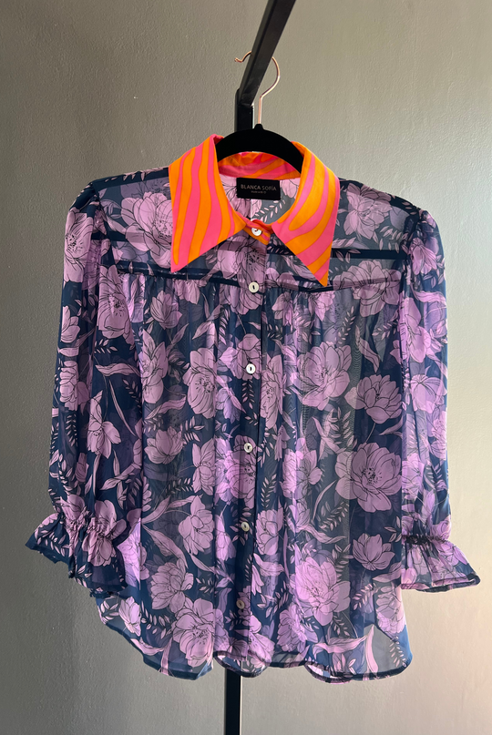 Blusa Rafaela Purple Flowers