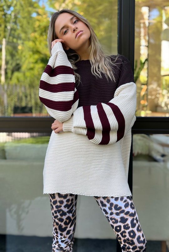 Sweater Mia Brown/Burgundy