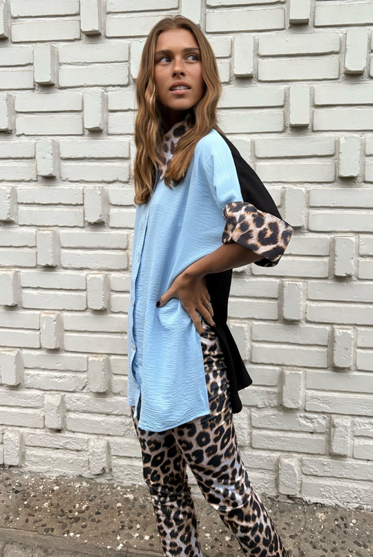 PRE VENTA BLUSA ELOÍSE SKY BLUE/BLACK