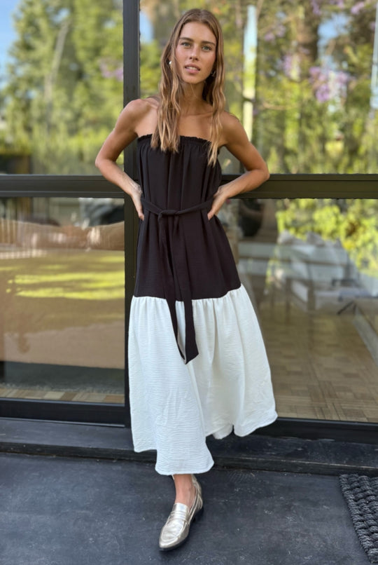 Vestido Luna Strapless BLACK/WHITE