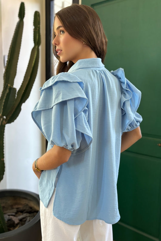 Blusa Amanda Doble Vuelo SKY BLUE