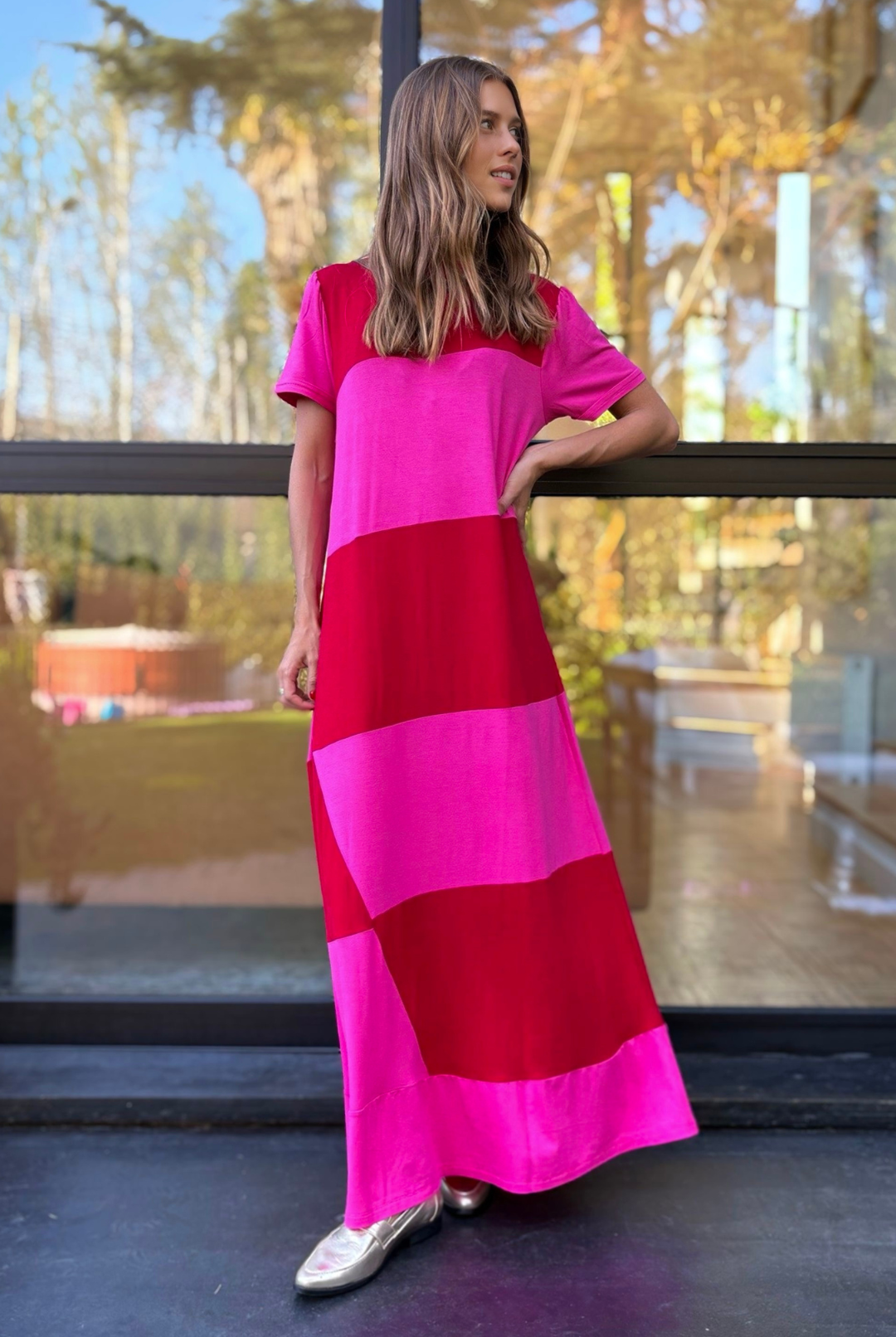 PRE VENTA VESTIDO DELFI PINK/RED