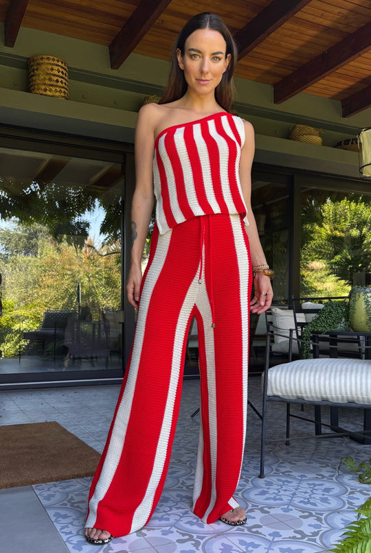 CONJUNTO AMPARO RAYAS RED/BEIGE