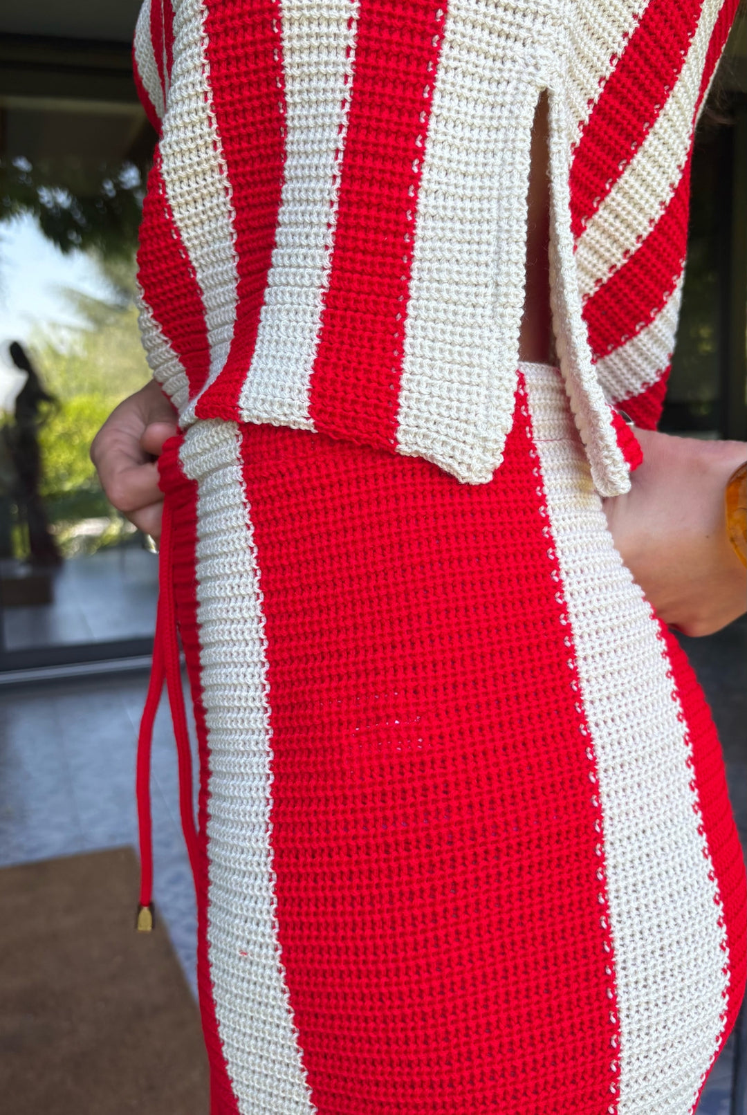 CONJUNTO AMPARO RAYAS RED/BEIGE