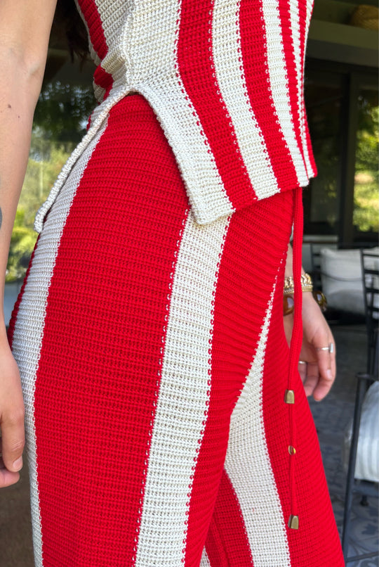 CONJUNTO AMPARO RAYAS RED/BEIGE