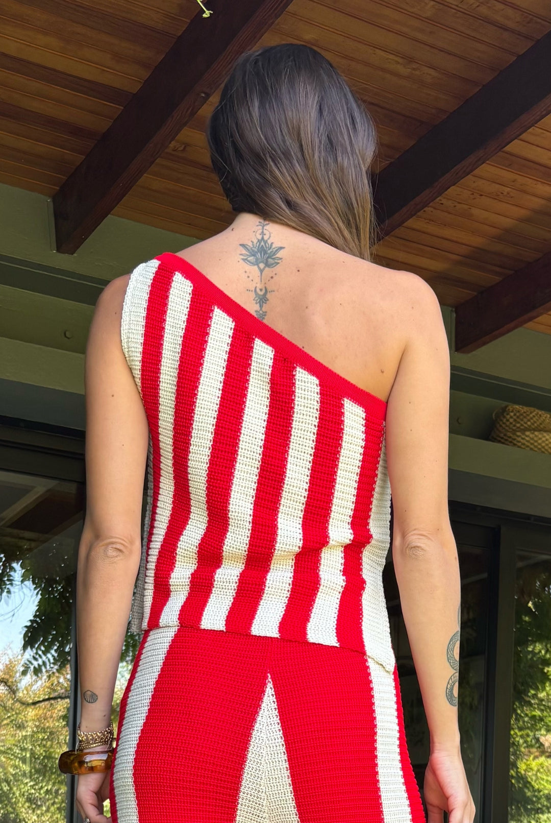 CONJUNTO AMPARO RAYAS RED/BEIGE