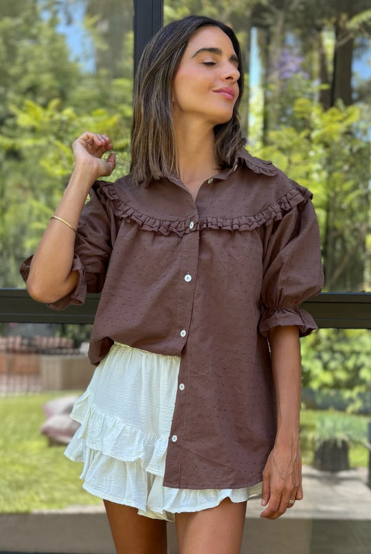 Blusa Budapest Manga Ajustable BROWN