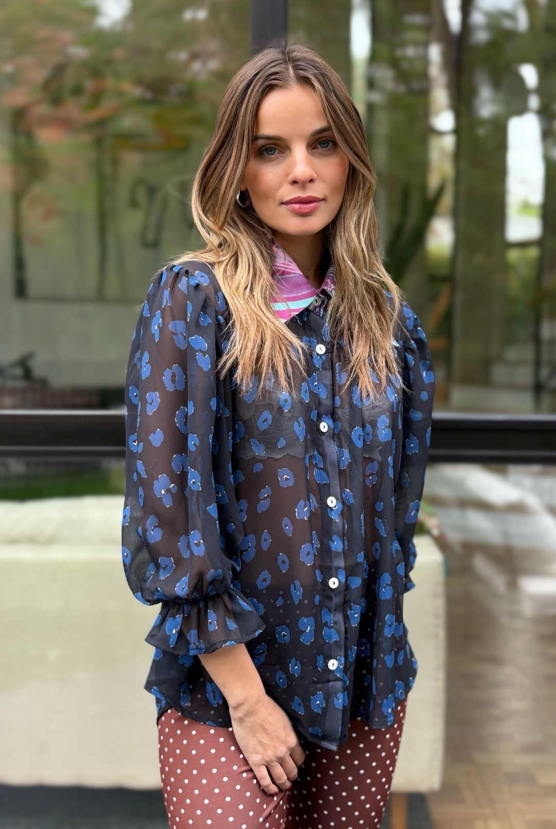Blusa Rafaela Blue Leopard