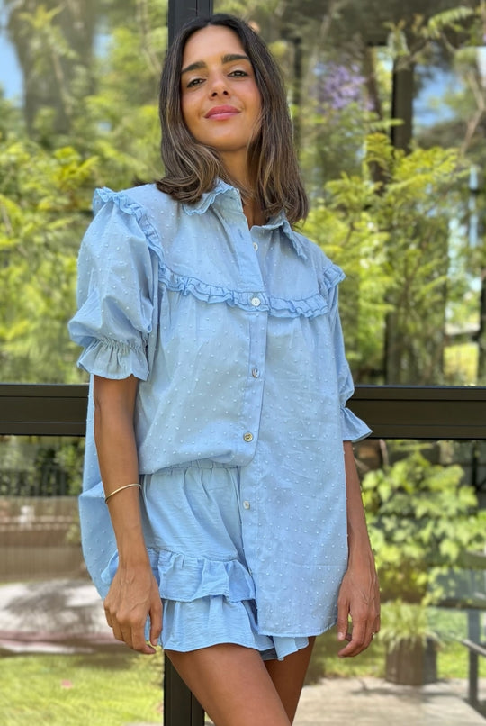 Blusa Budapest Manga Ajustable SKY BLUE