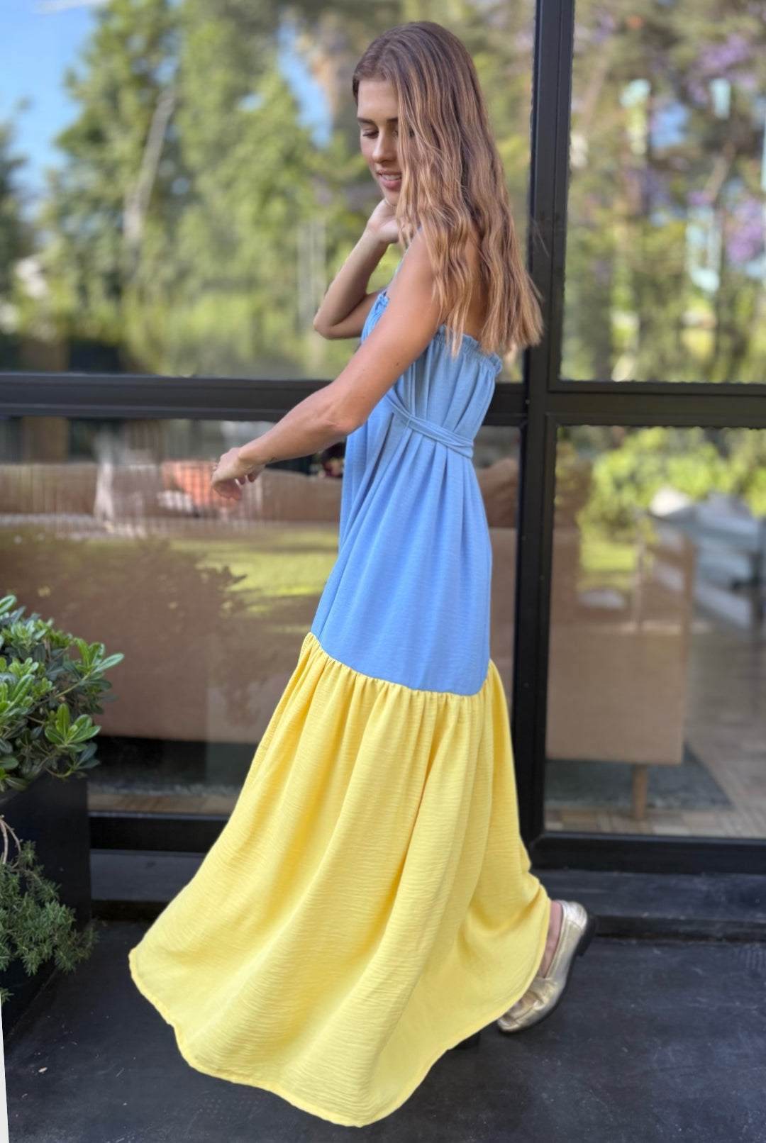 Vestido Luna Strapless SKY BLUE/YELLOW