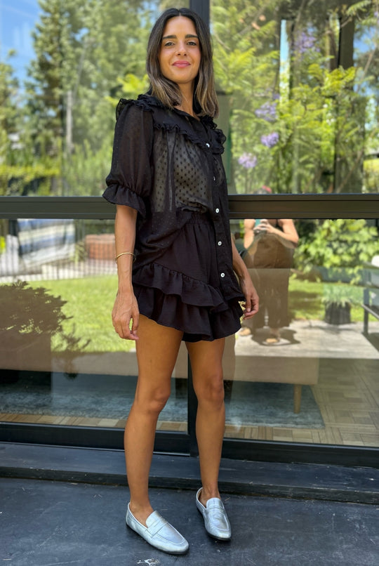 Blusa Budapest Manga Ajustable BLACK