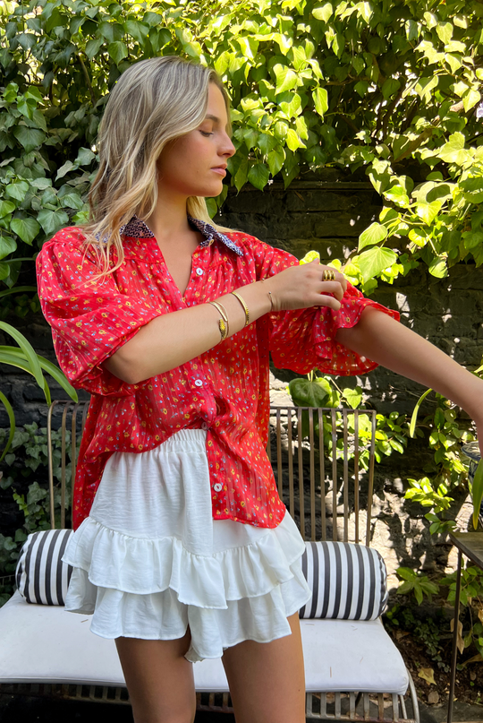 Blusa Rafaela Coral Flowers