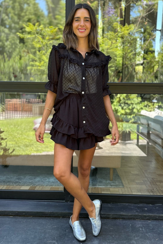 Blusa Budapest Manga Ajustable BLACK