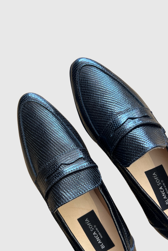 Mocasín Maia Mini Croco Black / Cuero