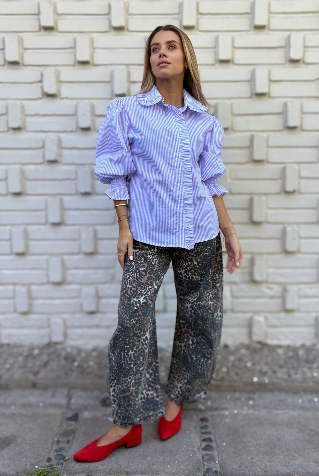 JEANS BARREL LEOPARD
