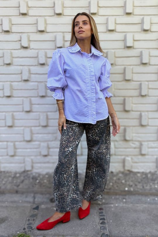 JEANS BARREL LEOPARD