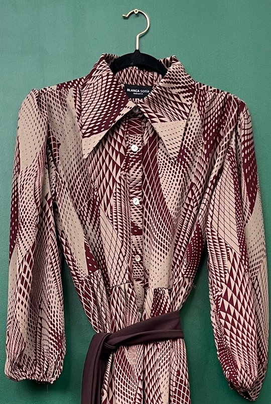 Vestido Marbella Burgundy Snake
