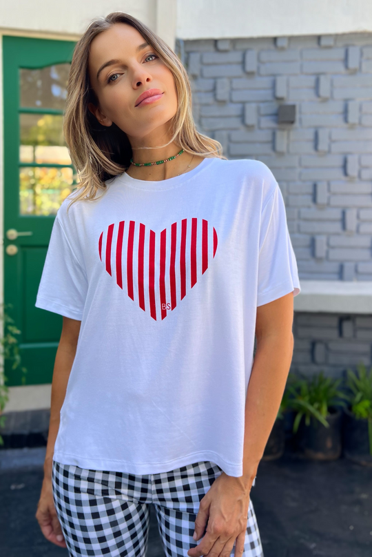 Polera Heart White/Red