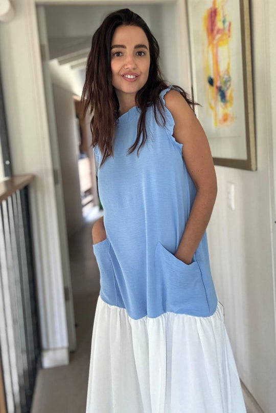 Vestido Italia LIGHT BLUE / WHITE