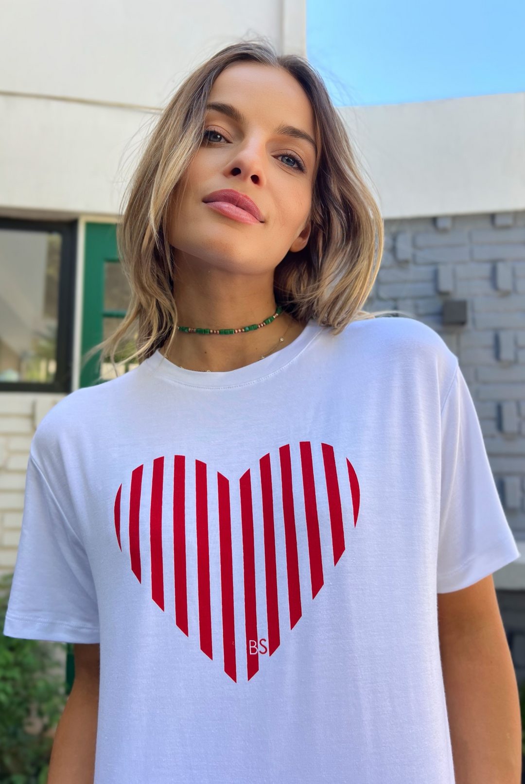 Polera Heart White/Red