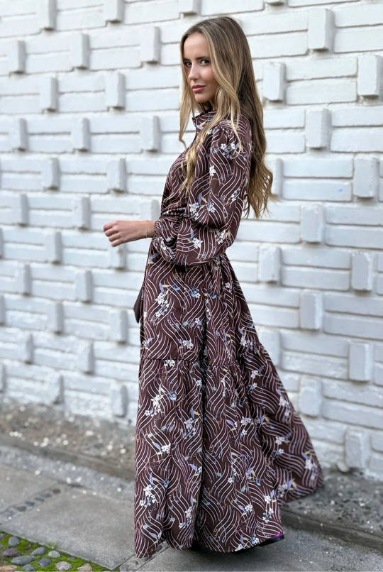 Vestido Marbella Brown Lines/flowers