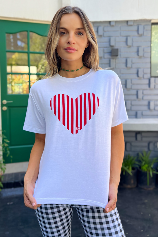 Polera Heart White/Red