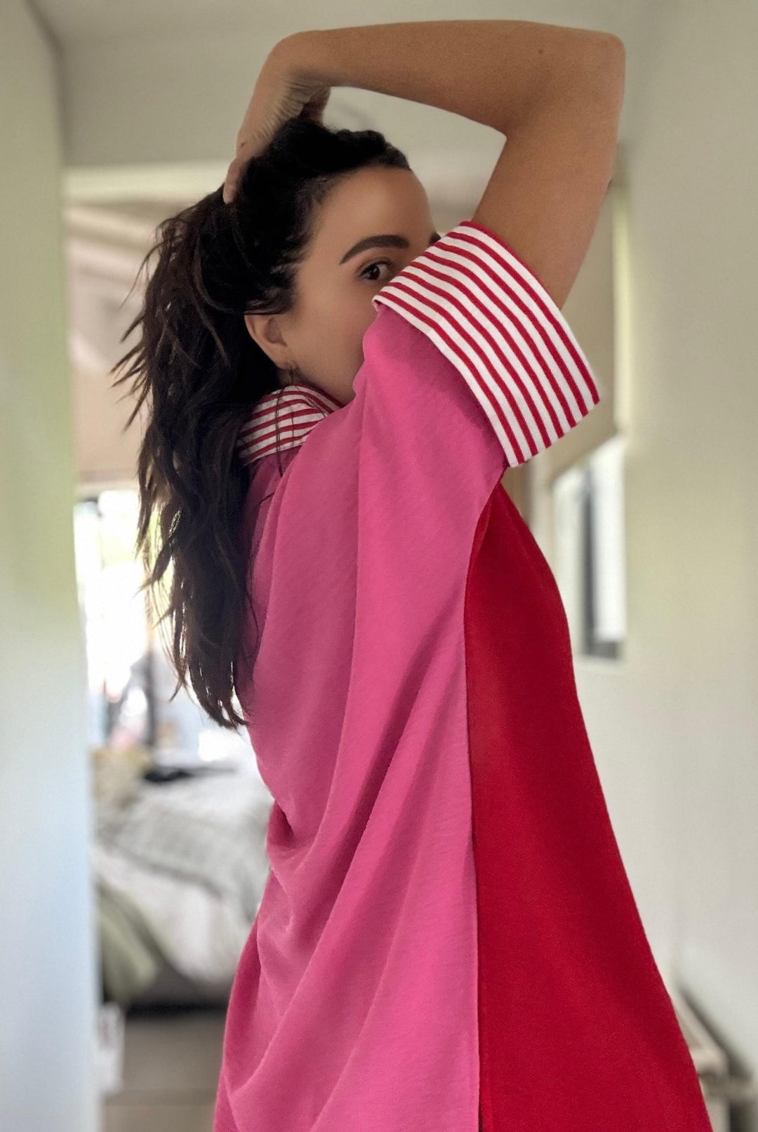 BLUSA ELOÍSE RAYAS RED/PINK