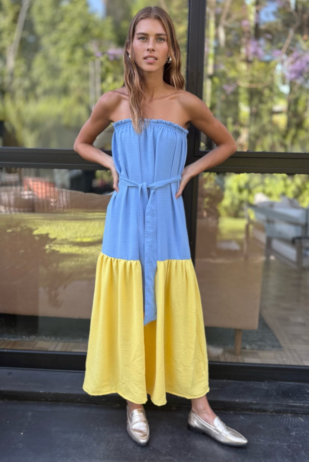 Vestido Luna Strapless SKY BLUE/YELLOW