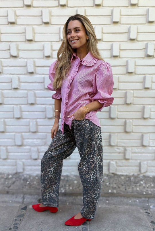 JEANS BARREL LEOPARD