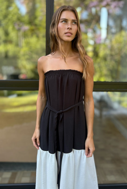 Vestido Luna Strapless BLACK/WHITE