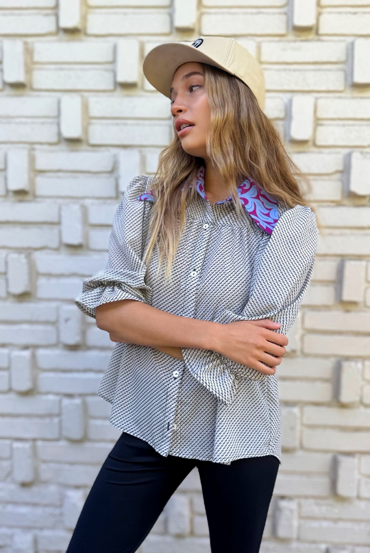 BLUSA RAFAELA WHITE/PURPLE