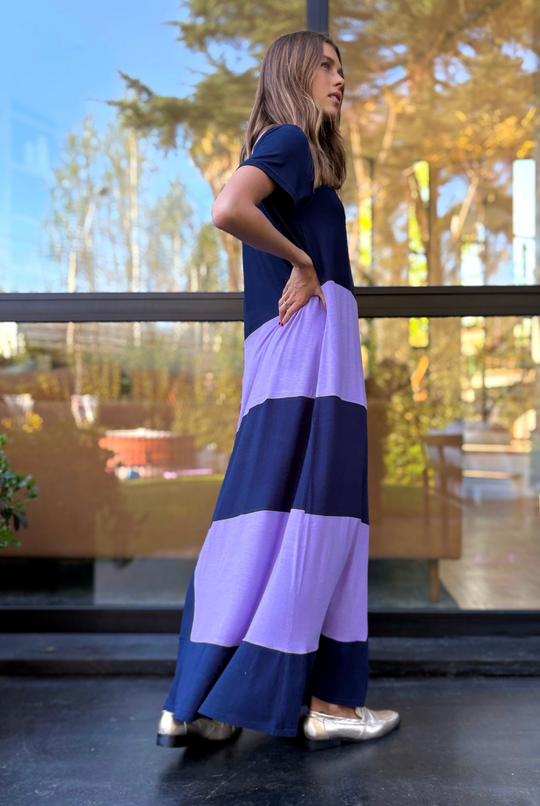 PRE VENTA VESTIDO DELFI LILA/DARK BLUE
