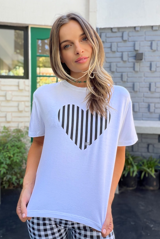 Polera Heart White/Black