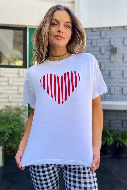 Polera Heart White/Red