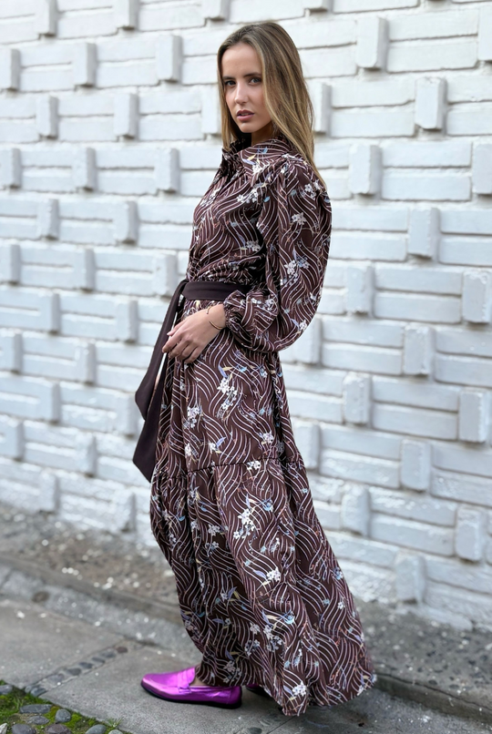 Vestido Marbella Brown Lines/flowers