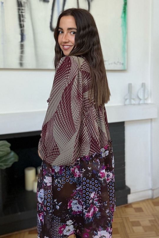 Vestido Sevilla Burgundy Snake