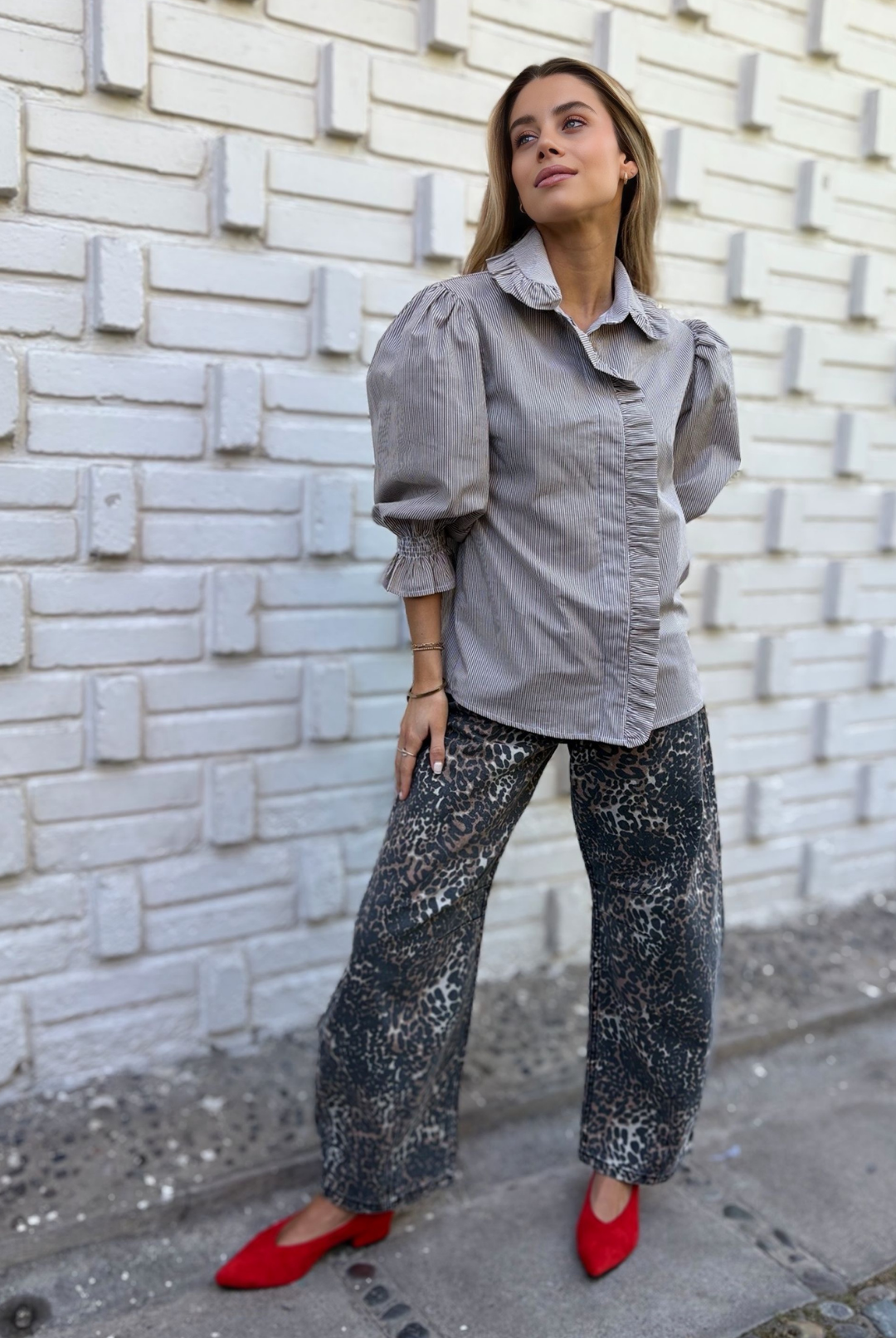 JEANS BARREL LEOPARD