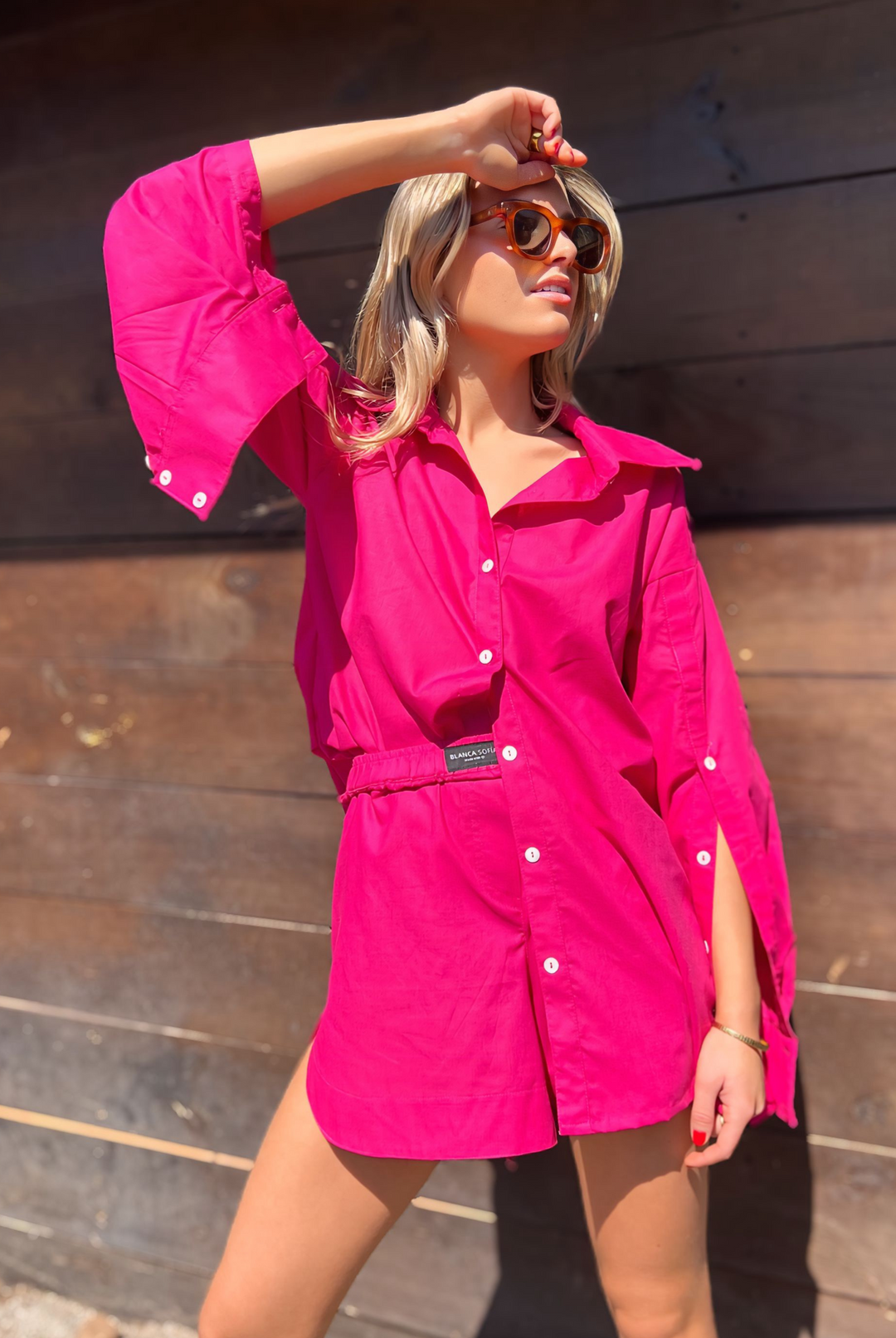 BLUSA BUTTON FUCSIA