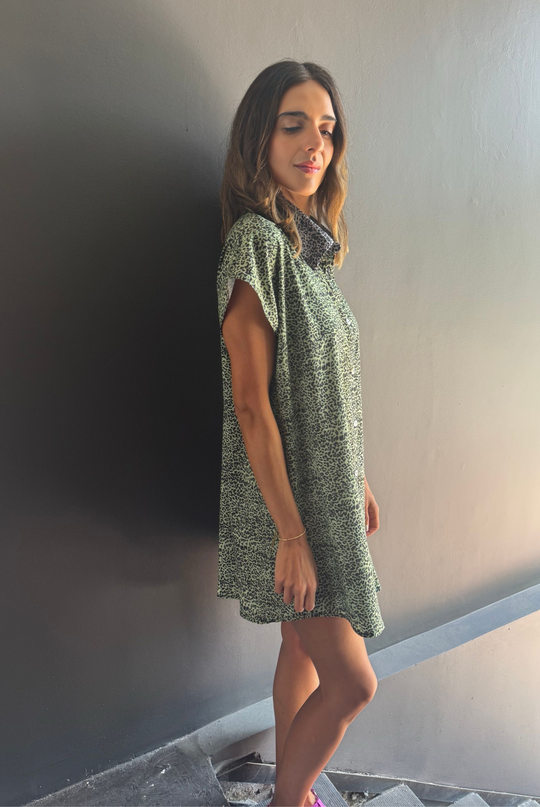 Vestido David Green Leopard