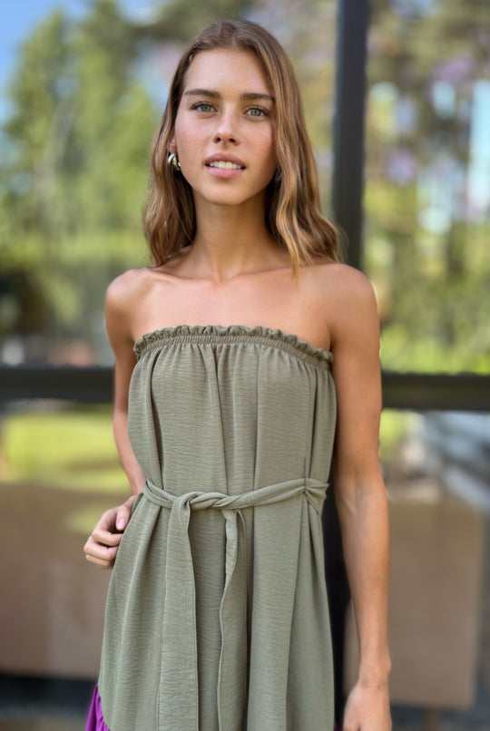 Vestido Luna Strapless OLIVE/PURPLE