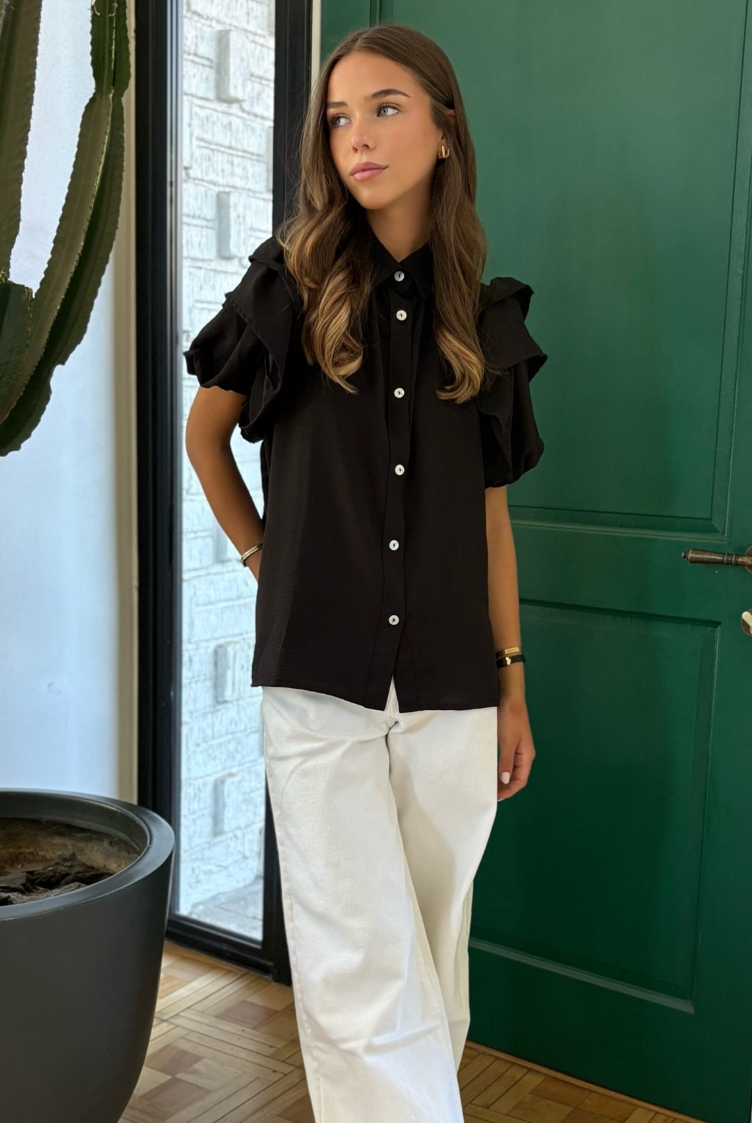 Blusa Amanda Doble Vuelo BLACK