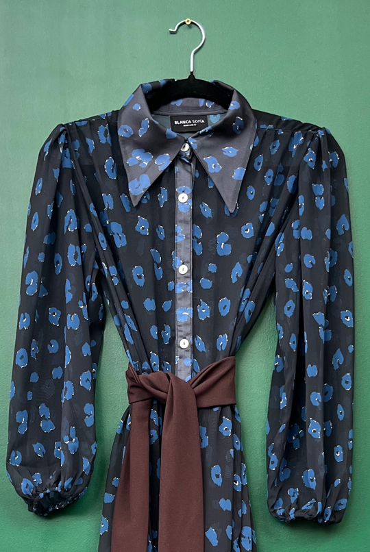 Vestido Marbella Blue Leopard